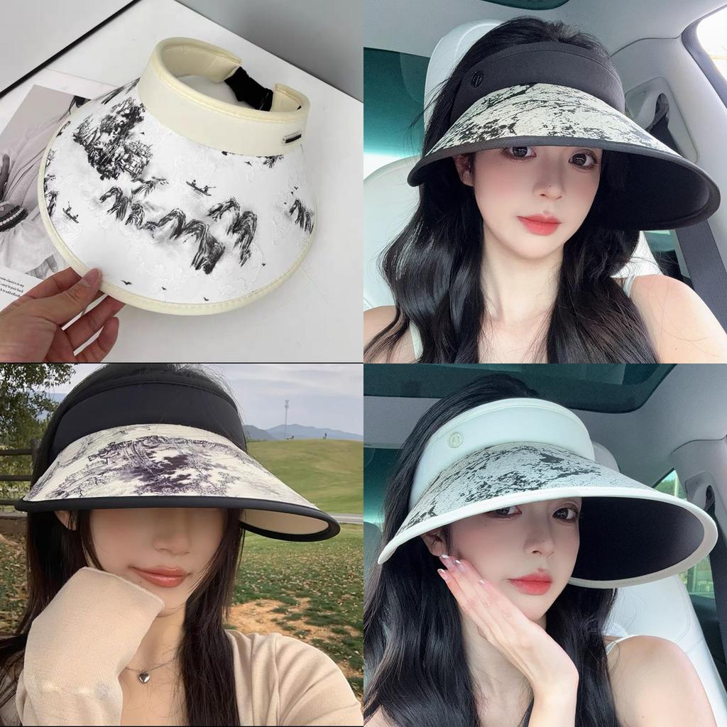 Water Ink Ink Wash Summer Sun Hat With Adjustable Fit For Face Face Small And Sunshade