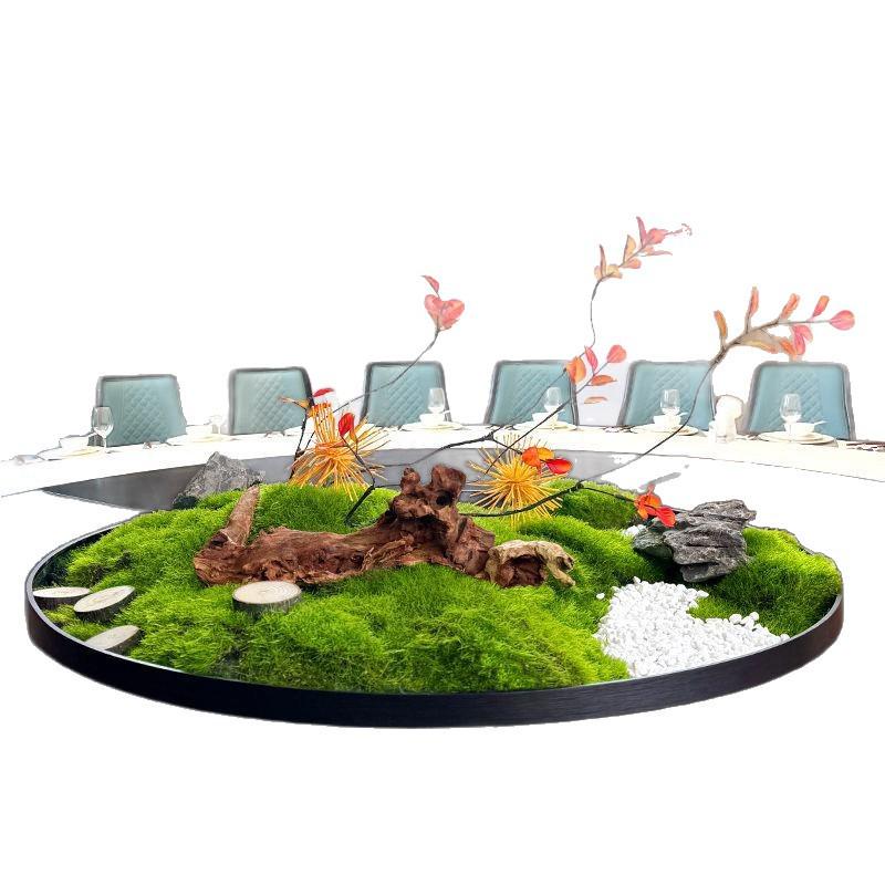 Best-Selling Moss Ornaments: Large Round Hotel Dining Table Centerpiece with Miniature Landscape Theme