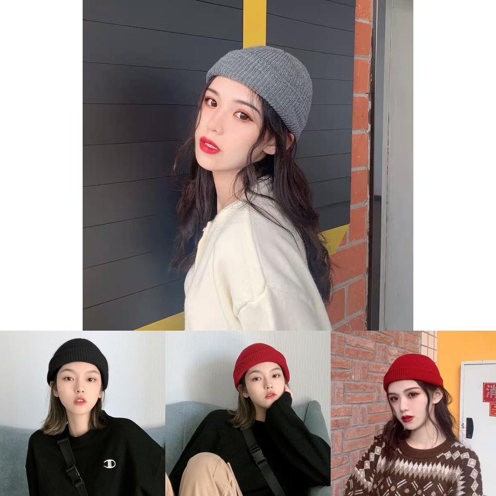 Warm Unisex Knit Beanie Round Top Cotton Hat Soft Winter Comfort