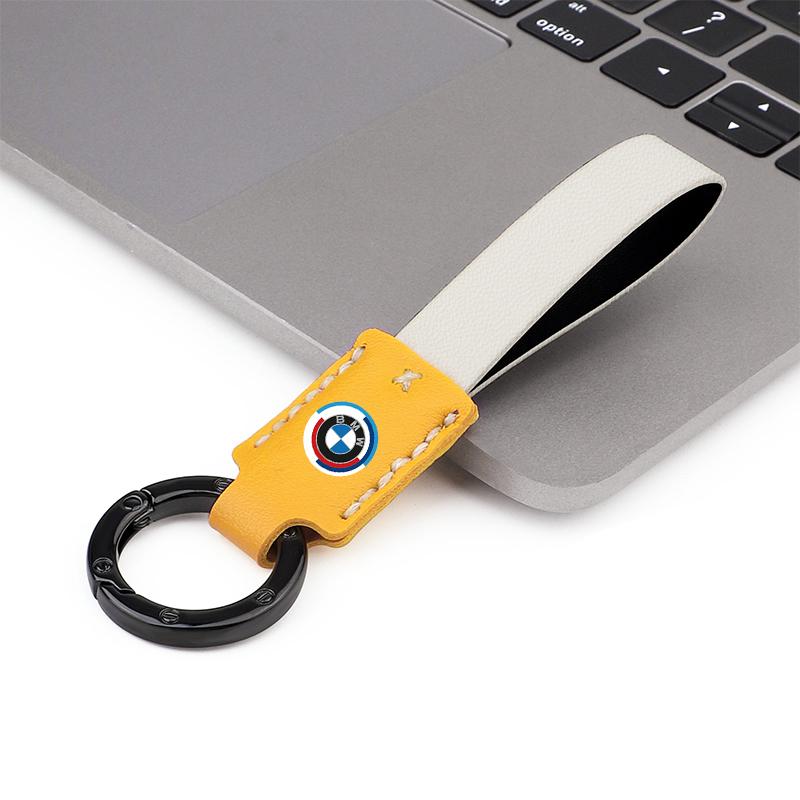 M logo Car Nappa Leather Key Chains Long-style Auto Keyrings For BMW X1 X2 X3 X5 X4 X6 X7 iX3 F20 F10 F07 E70 E46 E90 E92 E60 E3 fxdf89