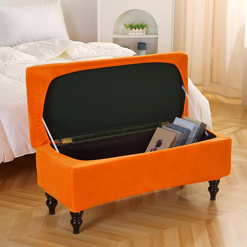 Storage Stool Cover Stretch Ottoman Footrest Cover Soft Rectangle Piano Seat Slipcover Living Room Bedroom 1Pc Velvet