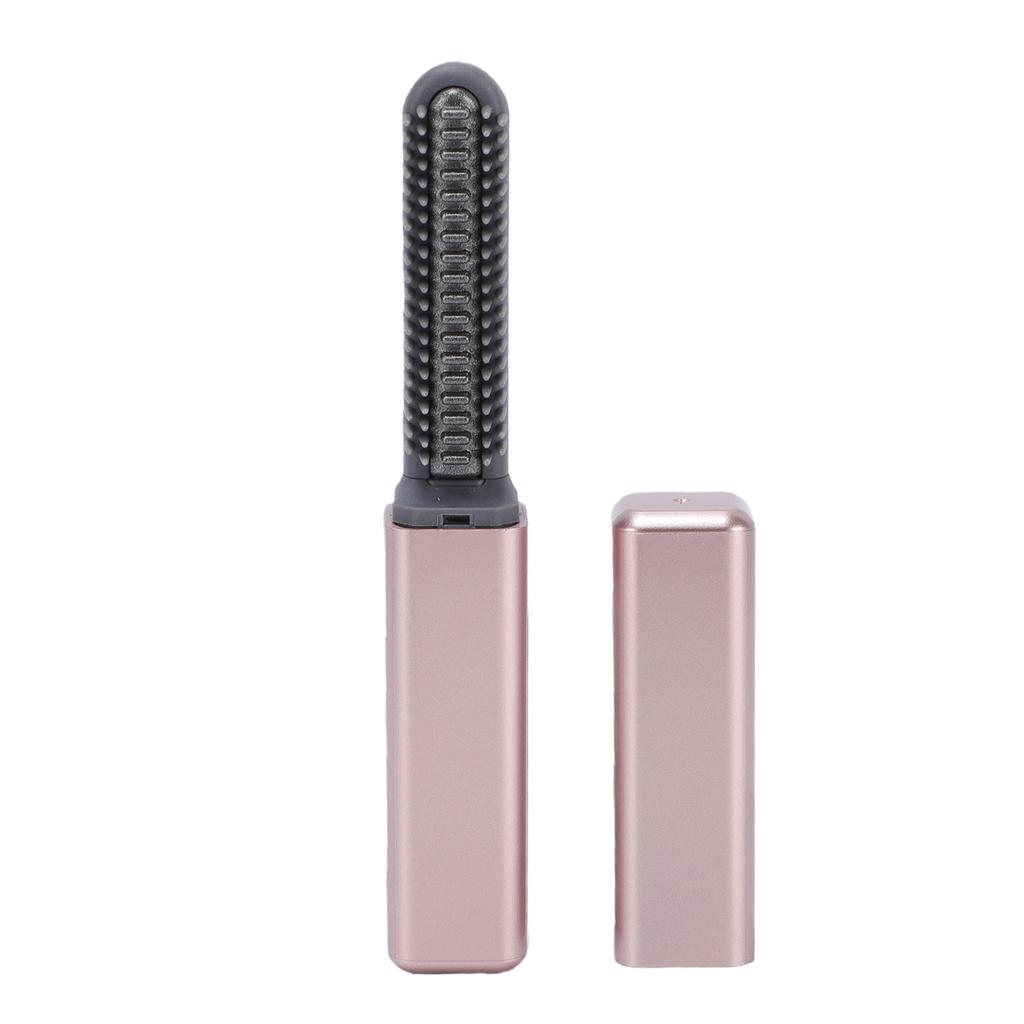 Mini Straightener Comb for Bangs Cordless Rechargeable Mini Hot Comb Straightening Brush Rosy Gold