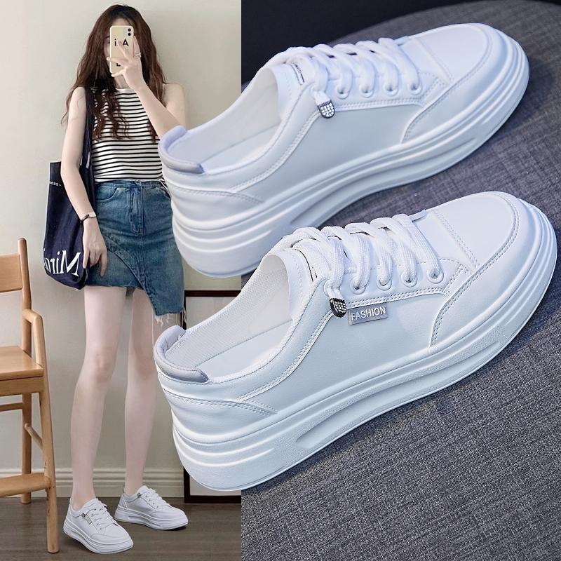Skateboarding Shoes Non-Slip Casual White Skate Sneakers Female Luxury Shoes Little Shoes Women's Versatile Thin Casual Thick So