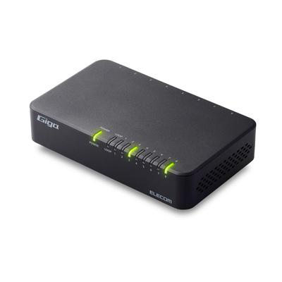 Elecom Switching Hub 8 Port Giga Compatible Plastic Housing External Power Supply Model Black EHC-G08PA4-B