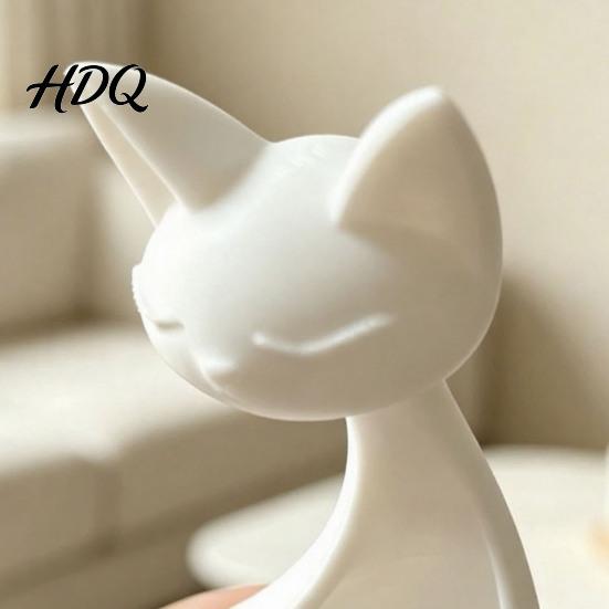 Matte White Ornaments for Entryway Minimalist Abstract Sleeping Cat Statue 3D Printed Hollow Ornament Lightweight PLA Home Decor Tabletop Decor Mini