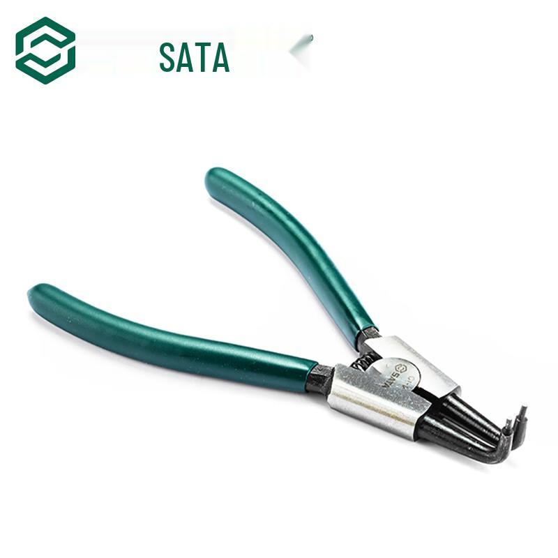 SATA German-Style Bent Internal Snap Ring Pliers 7 inches