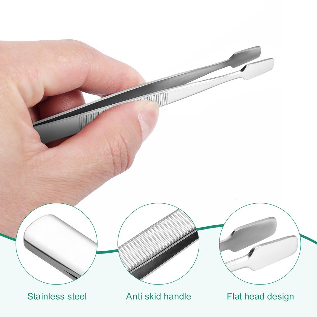2Pcs Nickel Plated Steel Stamp Tweezers Round Spade Tip Philately Tools For Beads Objects Industrial Hand Collecting Tweezers