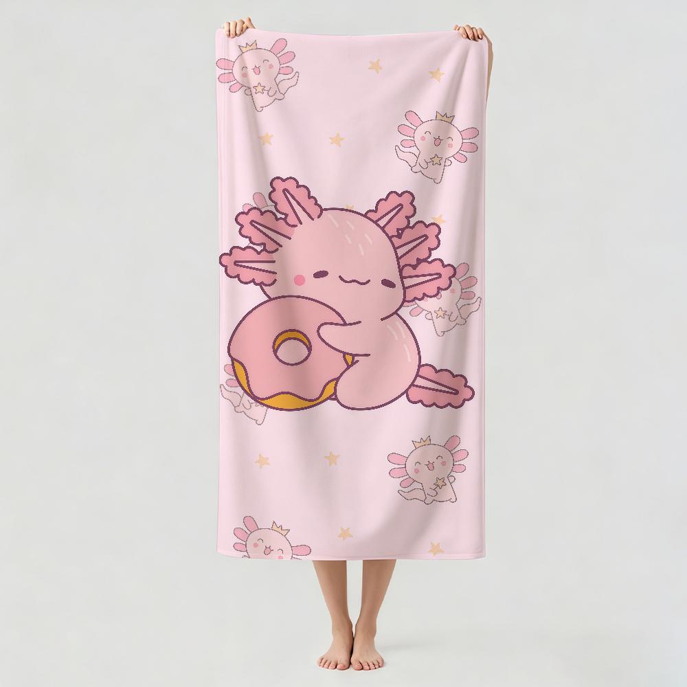 Fashion print Pink Axolotl Towel Drying Bath Towel Applicable To Light Swimming Camping Yoga Beach Out