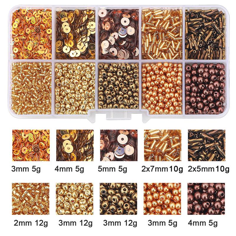 8/10/12/15 Grid Box: Seed Beads, Sequins, Imitation Pearls for DIY Necklaces & Phone Chains