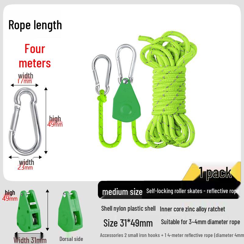 Adjustable Reflective Windproof Camping Tent Rope Pulley System