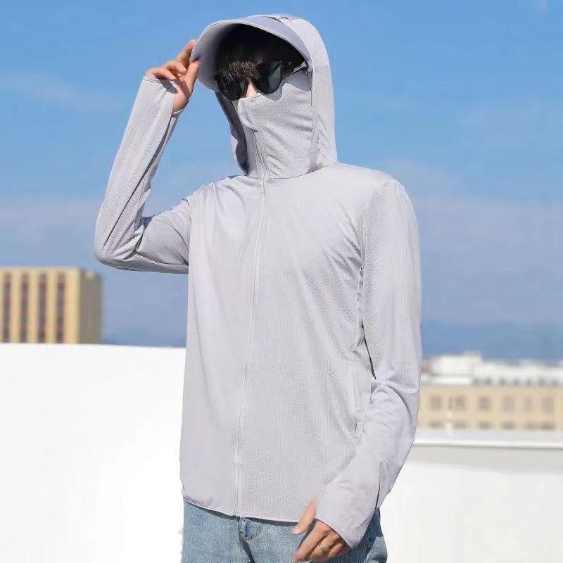 Men's Summer UV Protection Ice Silk Jacket - Ultra-Thin, Breathable, Ideal for Outdoor Fishing.