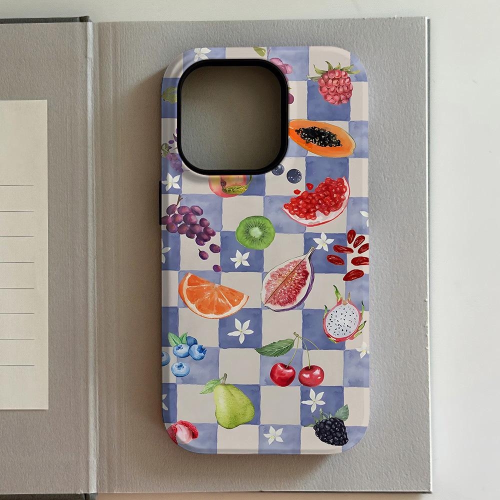 Luxurious Purple Cherry Phone Case for iPhone 17 16 15 14 13 12 11 X XS Air Pro Max Plus Luxury Double-layer Back Cover