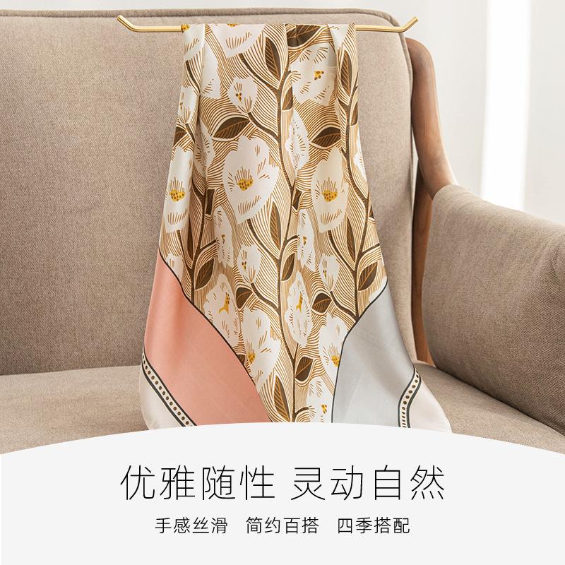 Autumn new silk scarf square scarf high-end women's versatile fashion printed silk scarf scarf full polyester 70 free mother scarf