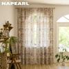 1PC NAPEARL French Retro Floral Printed Curtains Pastoral Style Tassel Edge Semi Blackout Curtains for Bedroom Living Room Window Home Decor