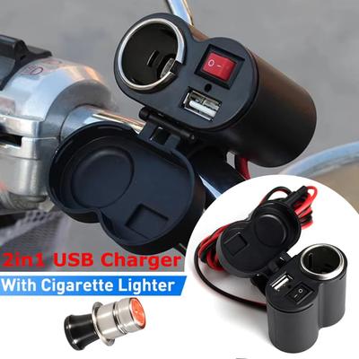 12-24V Motosiklet Gidon Telefon Şarj Soketi, USB Güç Adaptörü ve Su Geçirmez Kapaklı - GPS Navigasyon DVR için Araç Şarj Adaptörü