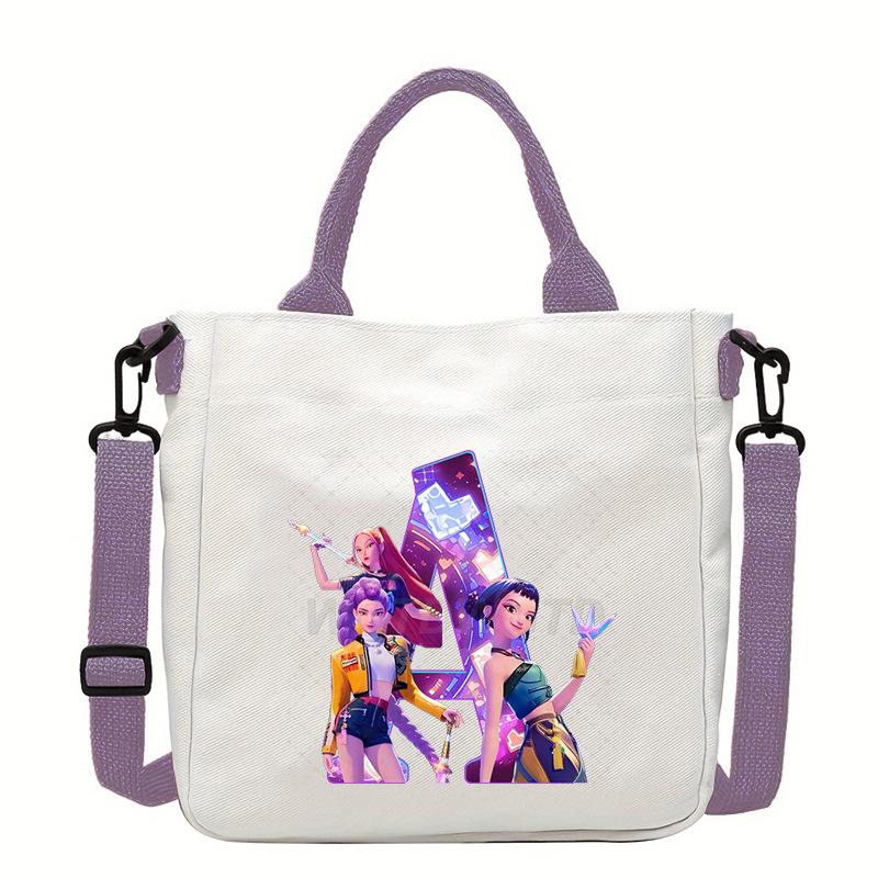 Amazon Kpop anime cartoon 26 letter print hot sale casual trend tote bag trendy versatile canvas bag No specifications
