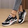 Damen Atmungsaktive Toningschuhe Geblümt Bequem Dicke Sohlen Schwingschuhe Plateau Keil Abnehmende Sneaker