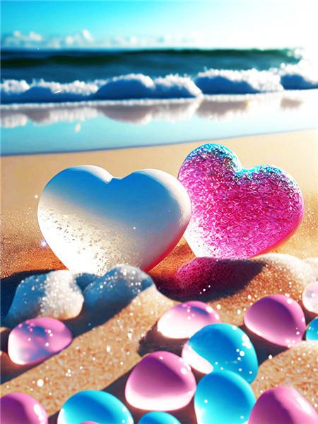 New Arrival Diamond Mosaic Love Stone Embroidery Heart Cross Stitch Seaside Painting Flower Fantasy Landscape Wall Decor