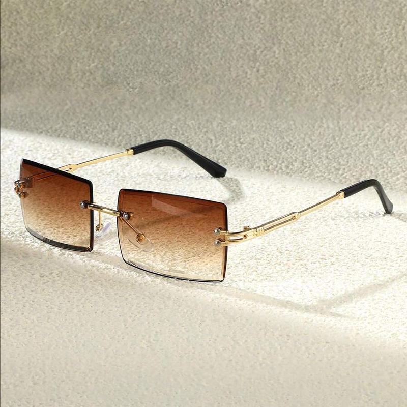3pcs Men's Luxurious Frameless Rectangle Sunglasses Classic Fashion Eyewear For Daily Life And Outdoor Travel Beach
