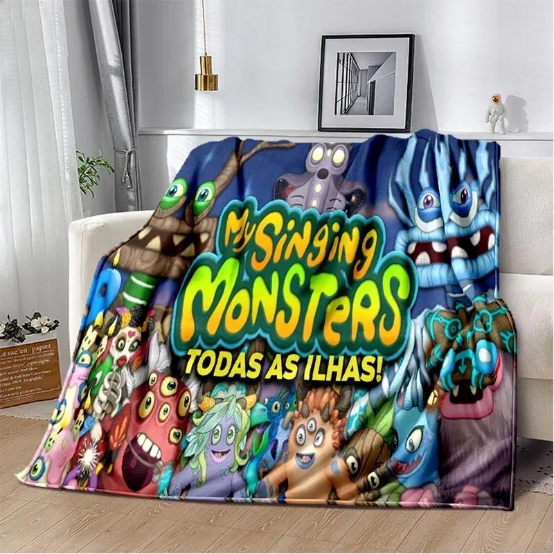 My Singing Monsters Videospiel-Cartoon-weiche Plüschdecke, Flanelldecke, Überwurfdecke für Wohnzimmer, Schlafzimmer, Bett, Sofa, Picknick