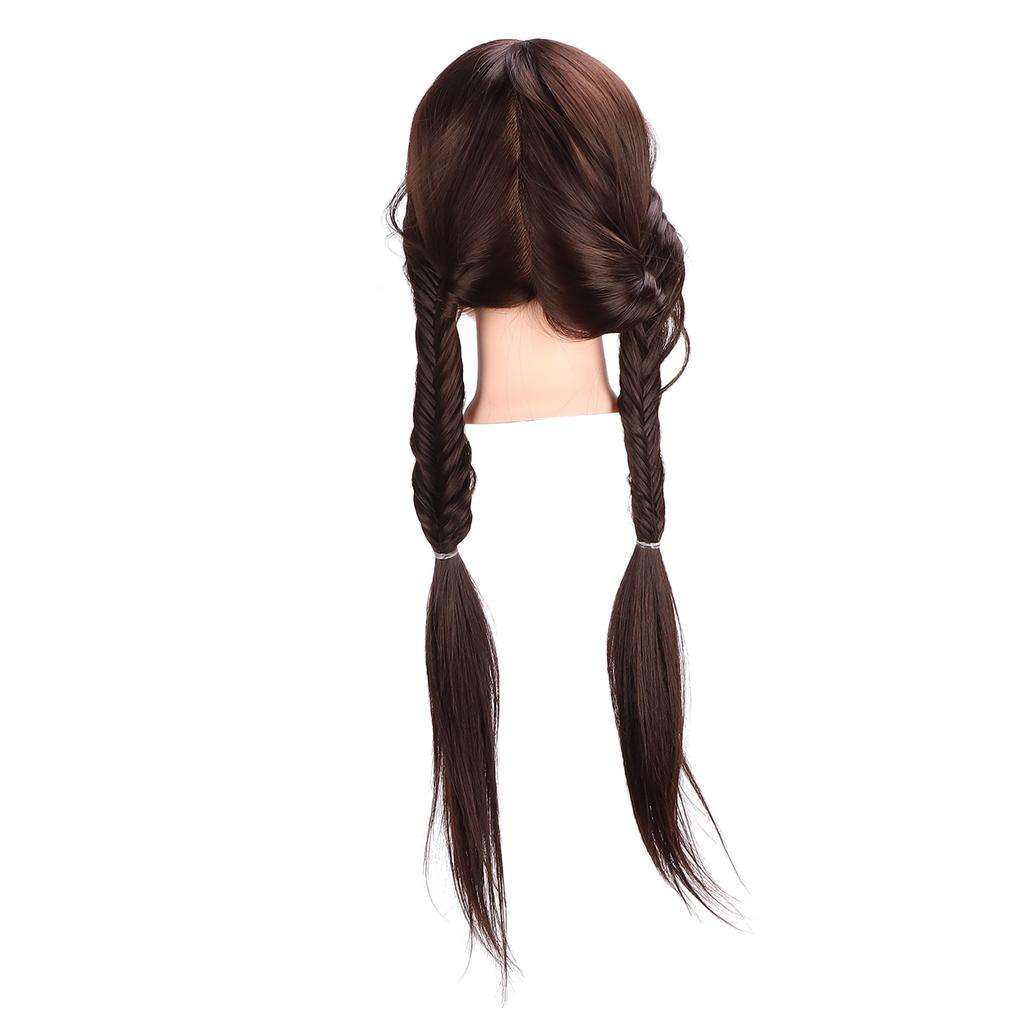 Langhaarige braune Schaufensterpuppe Kopf Hochtemperatur Synthetisches Haar Styling Übung Trainingskopf für Schönheitslehrer Studenten