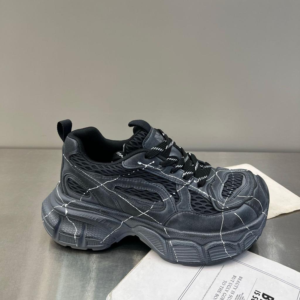 Adidași retro cu platformă, lustruiți, graffiti, pantofi de tată, pantofi noi casual tip muffin pentru femei, adidași versatili din plasă