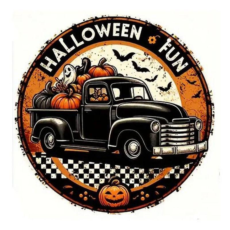 2D Retro Car Tin Painting for Bars Cafes Interior Wall Decor