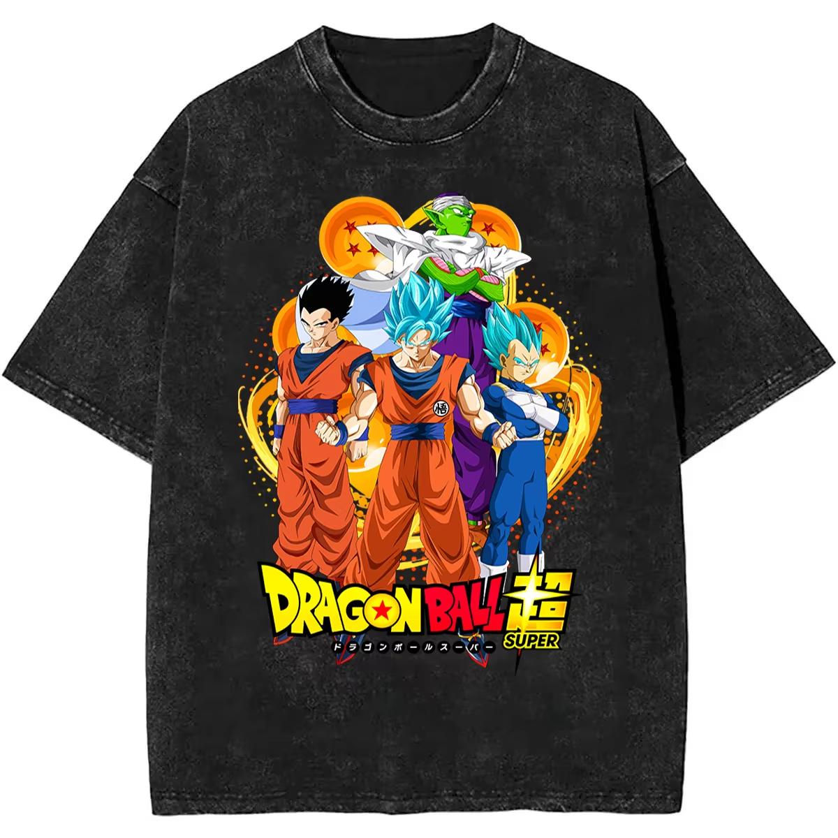 Summer Dragon Ball Super Vintage TShirt Cotton Heavyweight Washed Unisex Anime Hero Team Graphic Retro Yk M