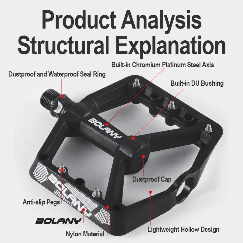 BOLANY Bicycle Pedal Bike Anti-slip Nylon Pedals MTB Ultra Light Sealed Bearing Nylon Pedal Bicycle Accessories 6
