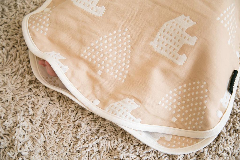 farska 6-layer gauze sleeper for kids (Morinokuma_Sky Gray)