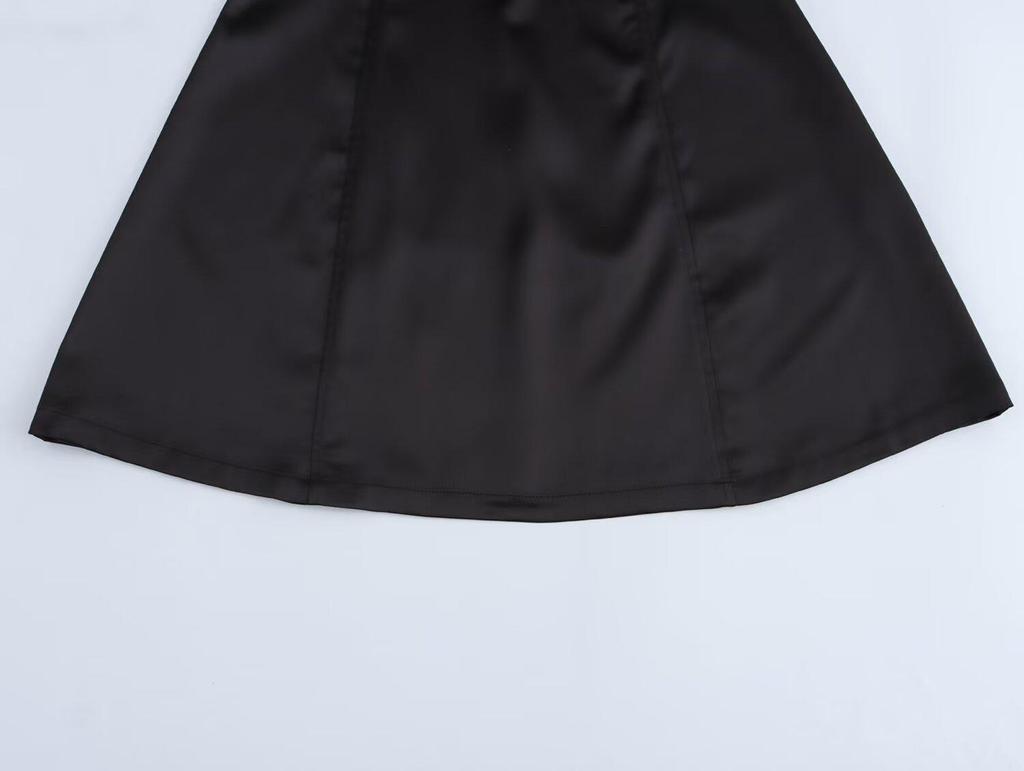 2024 Winter Women's Off-Shoulder Satin Dress with Bow - European and American Style