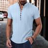 Summer Men's Stand Up Collar Casual Short Sleeved Shirt