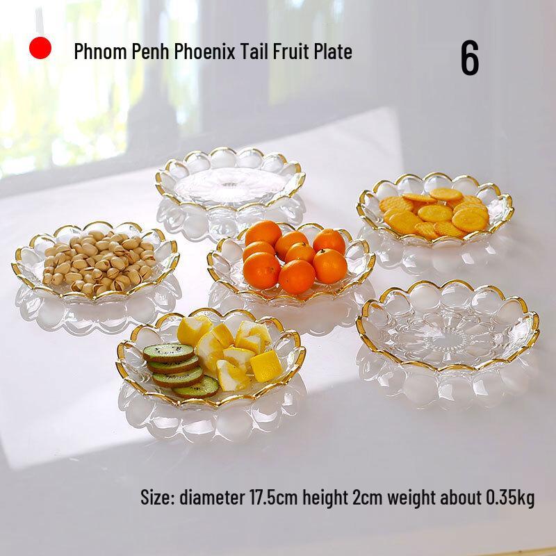Zhinianhua Gold-Rimmed Glass Fruit Plate Set