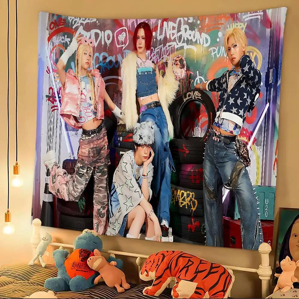 Popular Kpop Group X-XLov Hanging Bohemian Tapestry Hanging Tarot Hippie Wall Rugs Dorm Japanese Tapestry