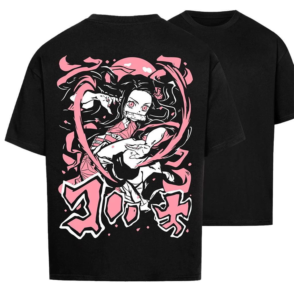 Demon Slayer Anime You Bean Printed T-shirt Street Clothing Casual Sports Men's and Women's Short Sleeves