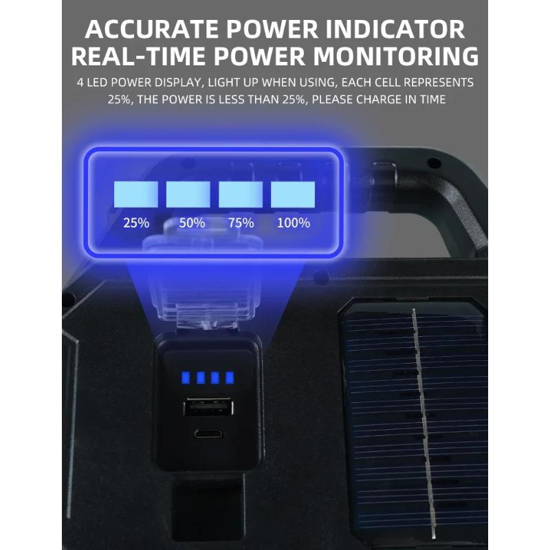 High Power LED COB Flashlights Rechargeable Camping Work Light Multi Functional Portable Light Solar Charging 6 Lighting Modes