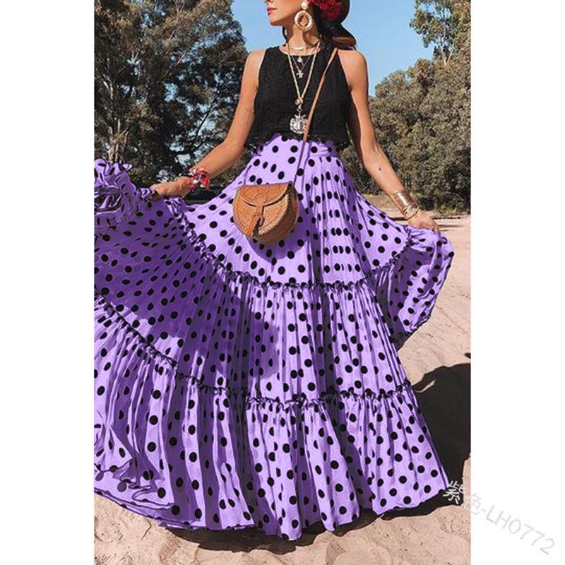 Fashion and Sexy European & American Style Women's Polka Dot Summer Casual Long Skirt