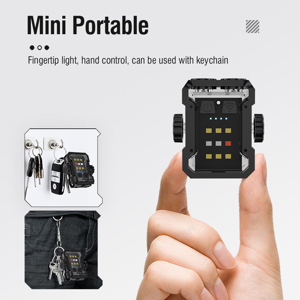 BORUiT Mini Flashlight Keychain EDC 360° Rotation Type-C Rechargrable Torch Waterproof Tiki Camping Lamp with Uv Light