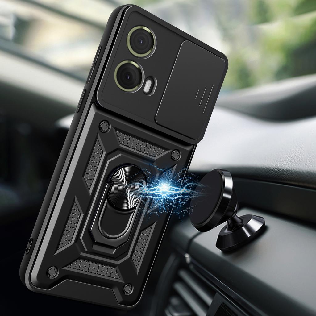 For Motorola Moto S50 Neo 5G/G85 5G Case with Slide Camera Lid PC+TPU Kickstand Phone Cover