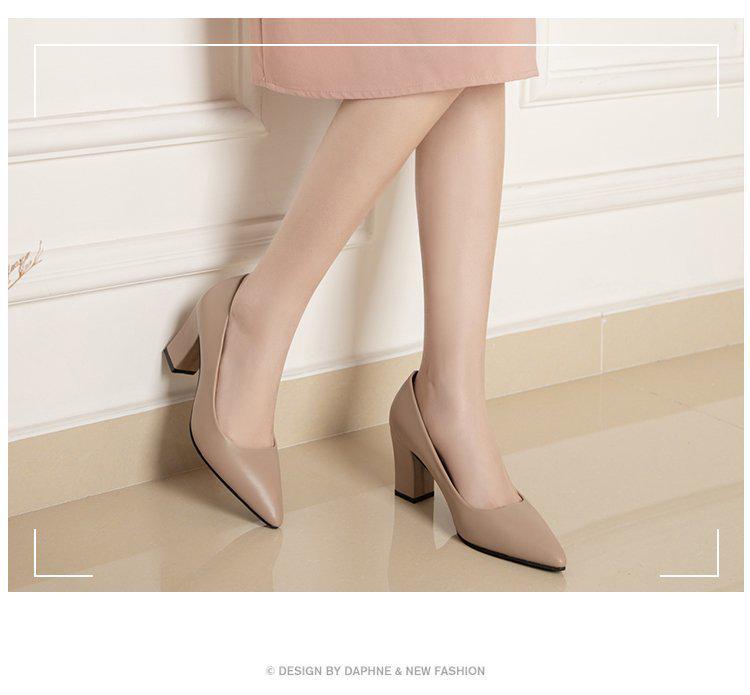 2021 Summer Women's Low-Cut Chunky Heel High Heels - Pointed Toe, Comfortable Korean Style