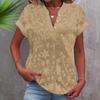 Women's Summer Floral V-Neck Blouse Casual Short Sleeve Button T-Shirt