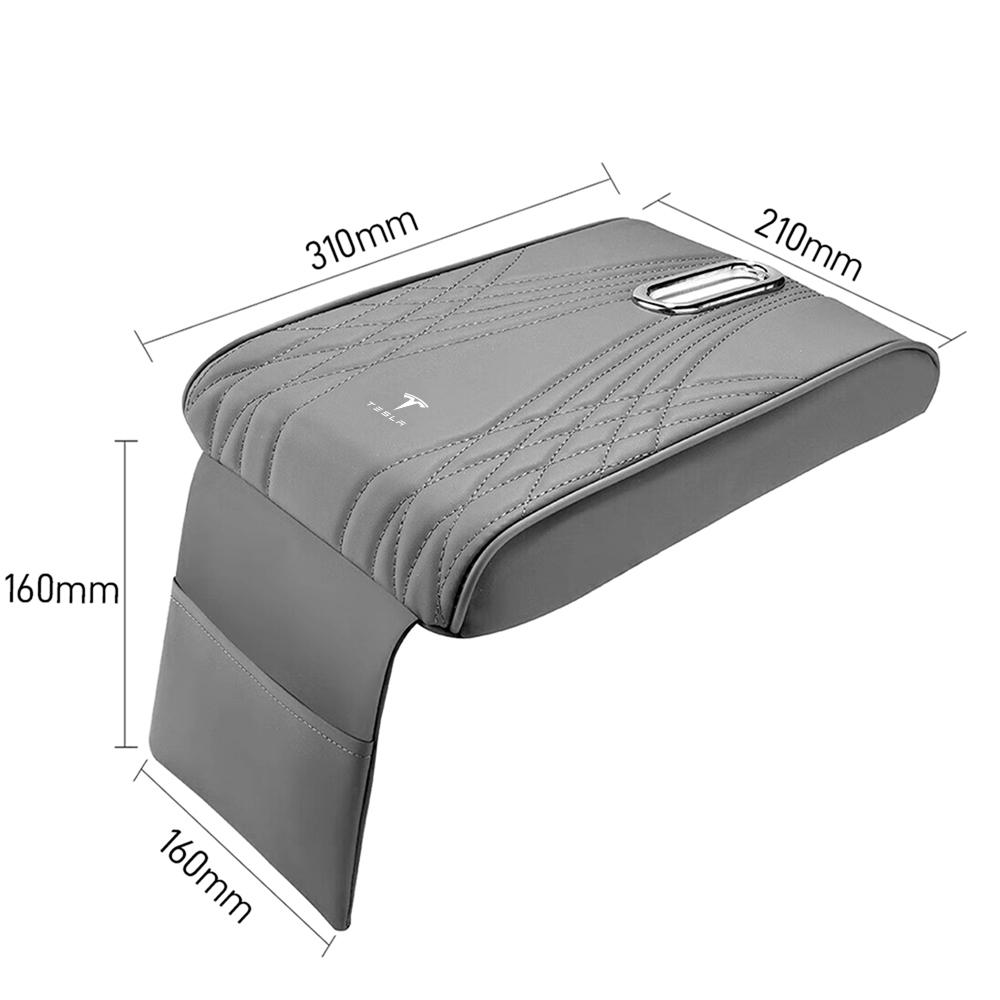 AAAIM1 Car Armrest Cushion With Pocket Tissue Storage Bag Center Console Armrest Box Mat For Tesla Model 3 Y X S Roadster Cybertruck