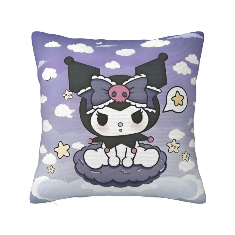 Custom Modern Cute Sanrio Kuromi Anime Cushion Cover Velvet Kawaii Cartoon Pillow Case Home Decor