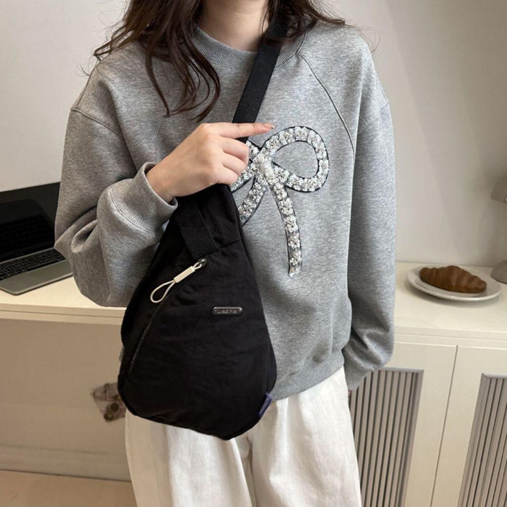 Zipper Pocket Chest Bag Men Retro Messenger Bag Fashion Cloth Shoulder Bag  Leisure