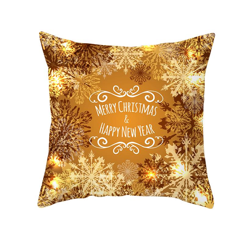 Golden Christmas Peach Velvet Cushion Cover New Digital Printed Square Cushion Cover Cushion Cover
