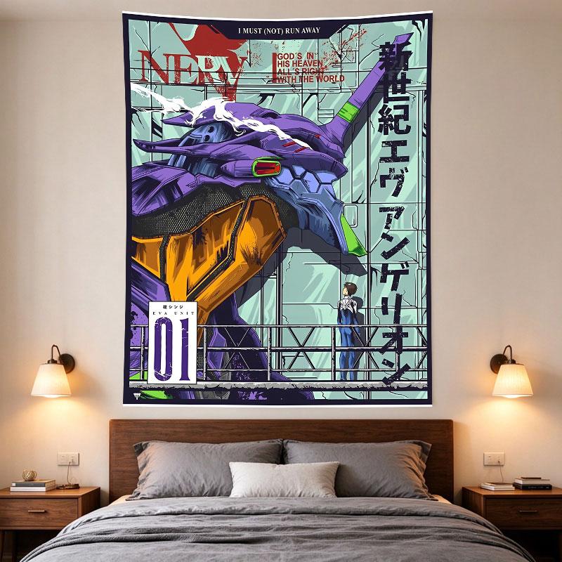 Постер Evangelion Unit 01 Синдзи NERV Фиолетовый EVA Мех Клетка Японский Текст