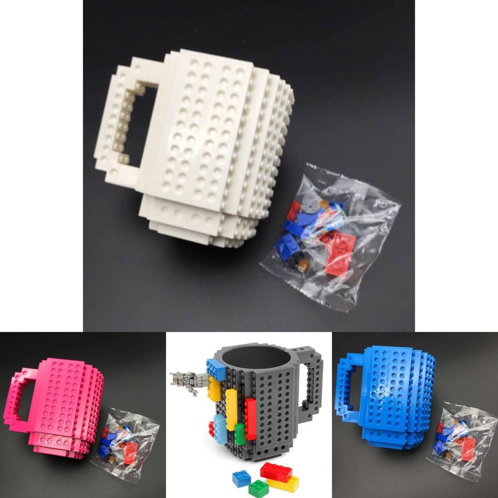 Bunter DIY Bausteinbecher mit 350 ml Fassungsvermögen Plastik-Kaffeetasse im europäischen Stil