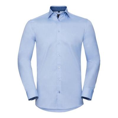 Mens Long Sleeve Contrast Herringbone Shirt