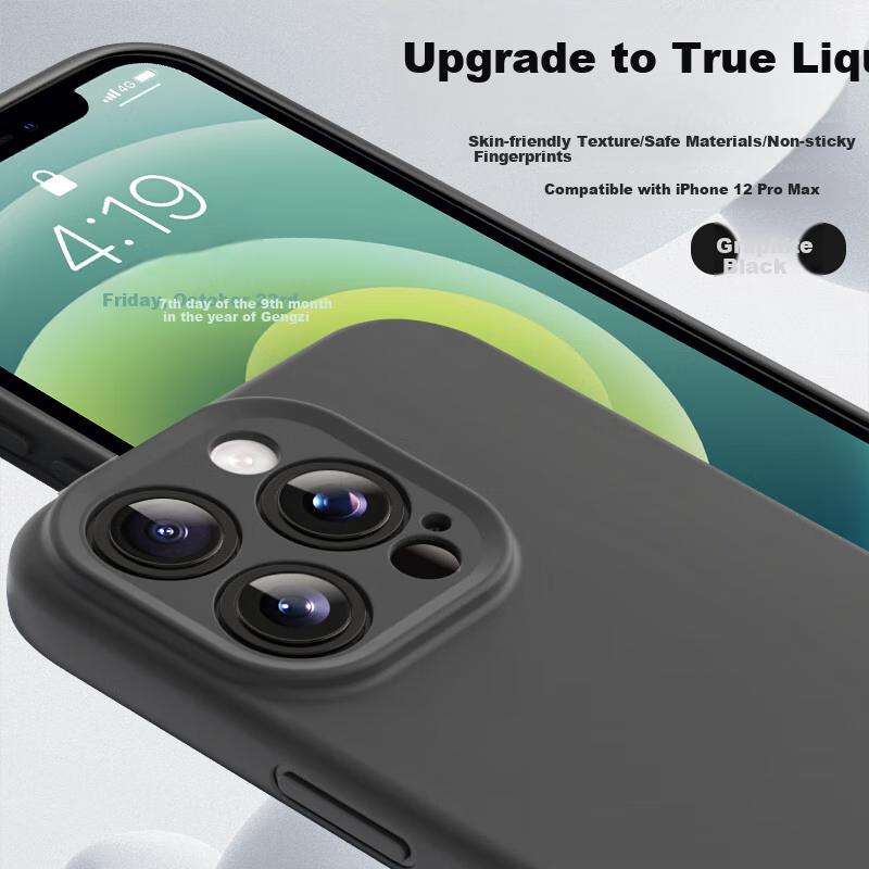 IPhone 12 Pro Max Case, IPhone 12 Pro Max Protective Cover, Premium Liquid Silicone Soft, Full Lens Protection, Shockproof Simple Outer Casen, Black