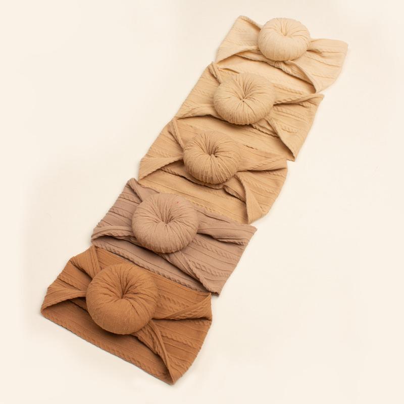 Autumn New Jacquard Donut Headband, Children's Five-color Coffee Headgear Hair Accessories, Baby Headband
